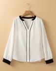 Ramila Textured Colorblock Elegant Blouse