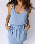 Mineral Wash Elastic Waist Tank Dress w/ Pockets