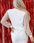 Sequin Patchwork Puff Sleeve Mini Dress