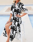 Baha Ranch Black White Cowboy Western Duster Dress