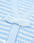 Stripe Bow Tie V-Neck Short Sleeve Sweater