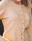 Yamileth Oatmeal Ruffle Trim Sweater