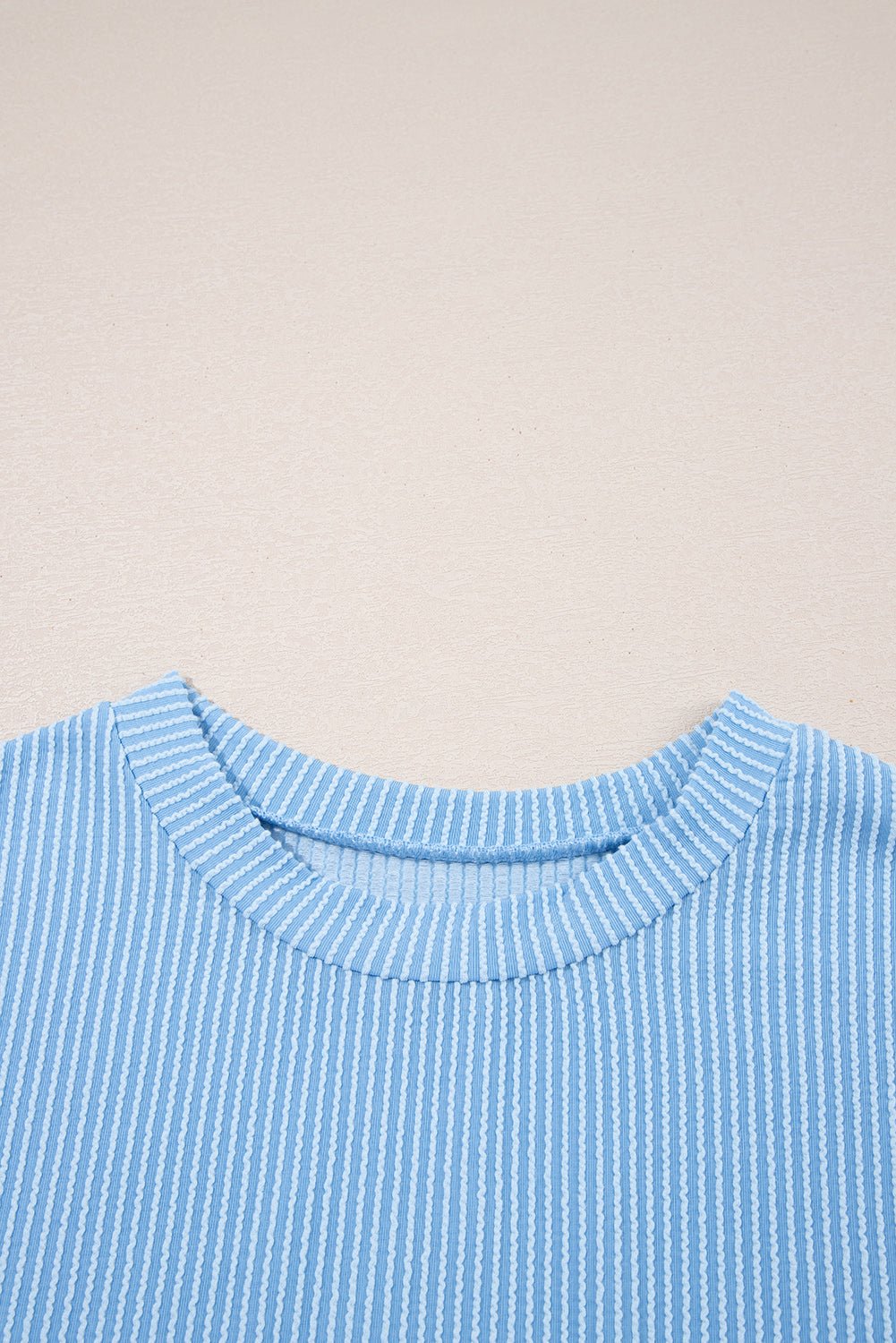Colorblock Corded Knit Pocketed Crew Neck T-Shirt