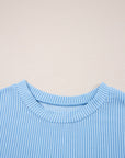 Colorblock Corded Knit Pocketed Crew Neck T-Shirt