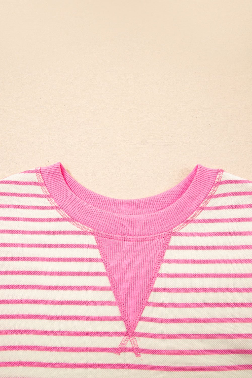 Stripe Contrast Detail Ruffle Short Sleeve Top