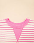 Stripe Contrast Detail Ruffle Short Sleeve Top