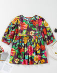 Adhara Flower Embroidered Trim Half Sleeve Blouse