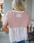 Legacy Waffle Floral Exposed Seam Top