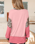 Leopard Patchwork Dolman Sleeve Sweatshirt