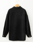 Solid Corduroy Button-Up Pocketed Shacket
