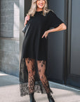 Solid Lace Patchwork Short Sleeve Maxi Dress