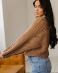 Hollowed Knit Wide Sleeve Pullover Sweater