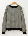 Stripe Drop Shoulder Long Sleeve Top