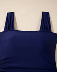 Square Neck Ruched One-Piece Swimsuit