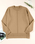 Solid Front Center Seam Drop Shoulder Sweater