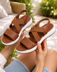 Elsie Criss Cross Slope Sandals
