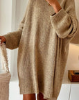 Solid Drop Shoulder Oversize Mini Sweater Dress