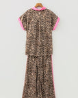 Leopard Contrast Trim Top and Pant Set