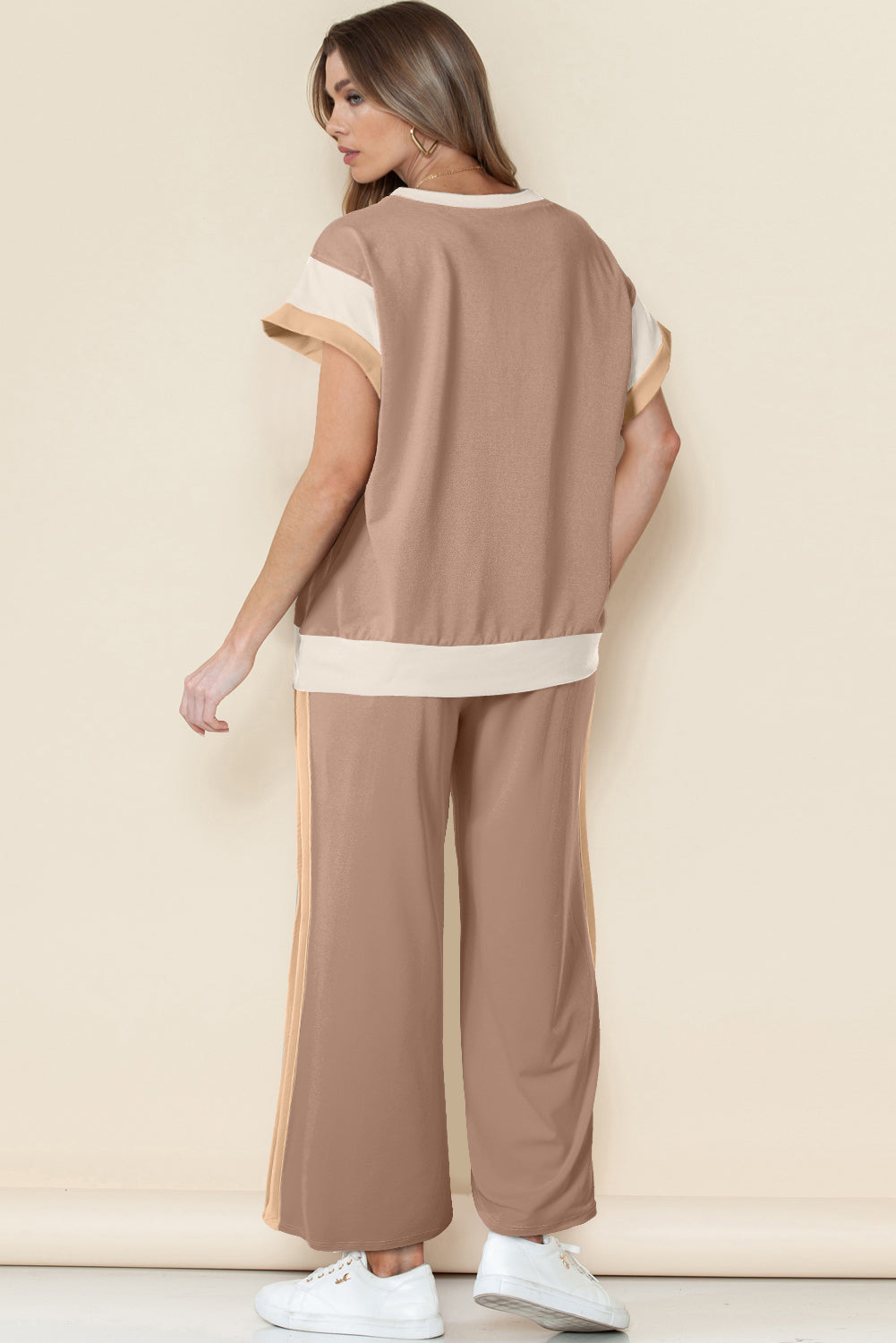Colorblock Cap Sleeve Tee and Pants Set