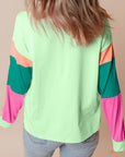Colorblock Patchwork Long Sleeve Top