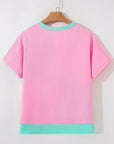 Colorblock Checker Half Button Henley T-Shirt