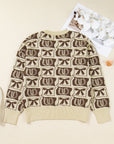 Plus Size Western Bows & Horseshoes Long Sleeve Sweater