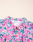 Plus Size Floral Half-Button Puff Sleeve Dress