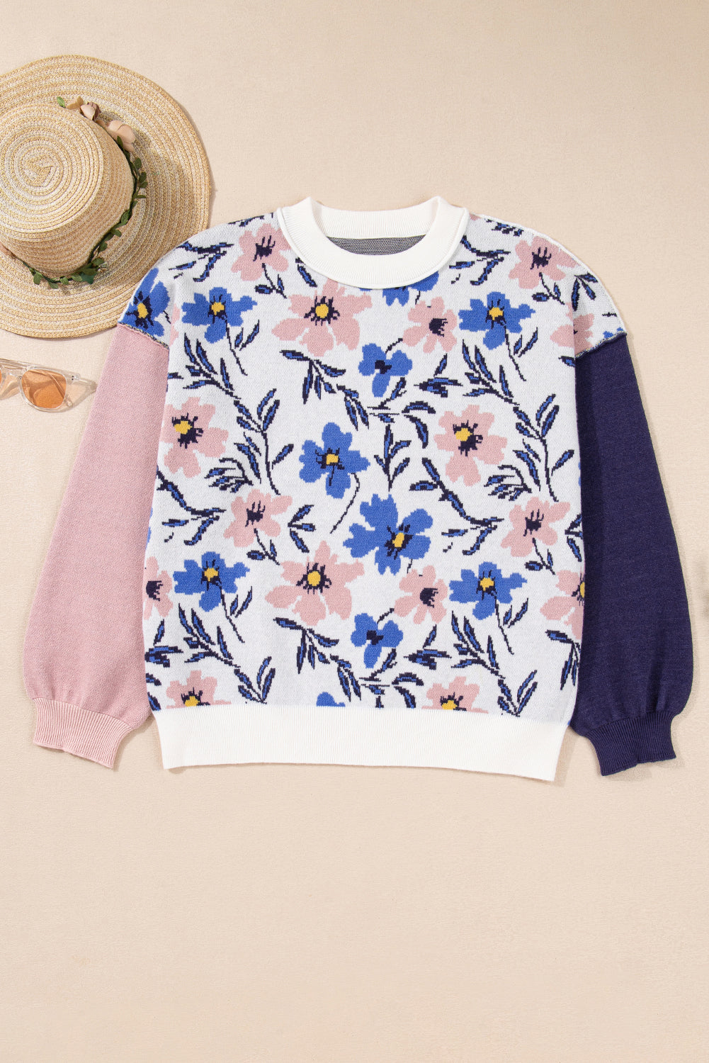 Lumivita Colorblock Sleeve Patchwork Sweater