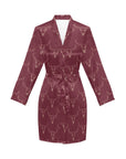 Burgandy Longhorn Women's Belted Satin Feel Dressing Lounge Robe