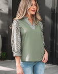 Kaiya Sleeve Contrast Patchwork Blouse