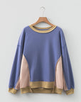 Colorblock Waffle Patchwork Oversize Sweatshirt