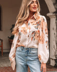 Floral Puff Sleeve Collared Shirt