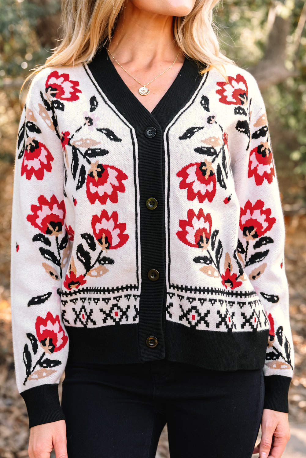 Selene Print Front Knit Cardigan