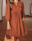 Yaranina Pleated Corduroy Mini Dress