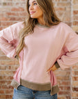Colorblock Waffle Patchwork Oversize Sweatshirt