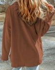Solid Reverse Seam Button-Front Terry Shacket