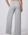 Solid Seam Drawstring Wide Leg Sweatpants