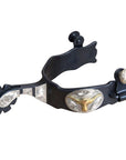 Hilason Western Ladies Black Steel Steer Head Gs Trim Horse Riding Spurs Pair