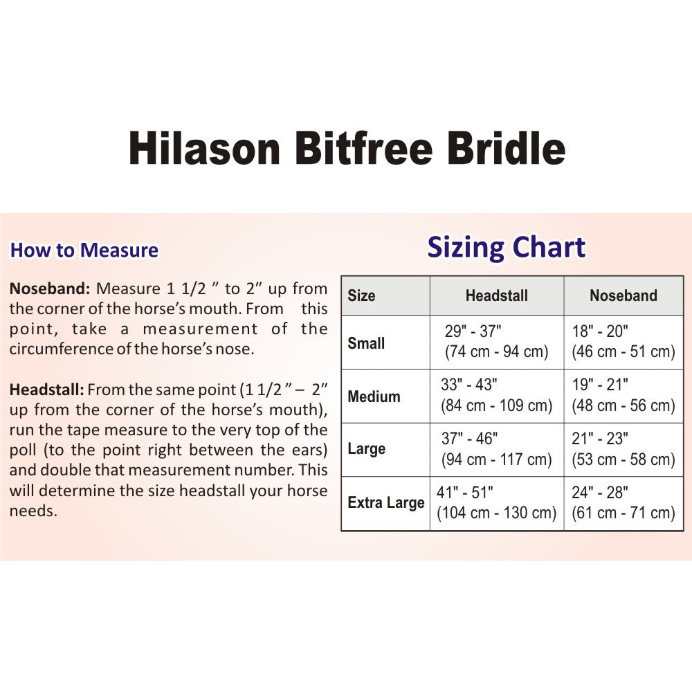 Hilason English Bitless Bridle - Full Grain Leather with Reins