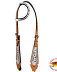 HILASON Western Horse One Ear Headstall American Leather Floral White | Headstall for Horses Western | Horse Headstall | Western Headstalls for Horses | Headstalls for Horses | Western Headstall