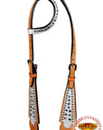 HILASON Western Horse One Ear Headstall American Leather Floral White | Headstall for Horses Western | Horse Headstall | Western Headstalls for Horses | Headstalls for Horses | Western Headstall