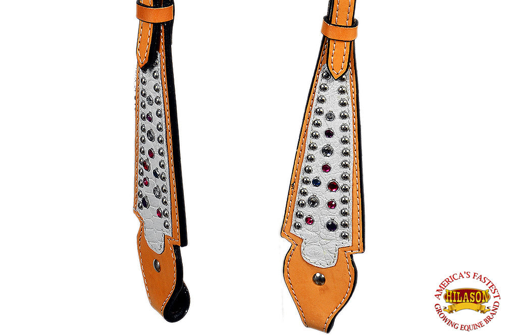 HILASON Western Horse One Ear Headstall American Leather Floral White | Headstall for Horses Western | Horse Headstall | Western Headstalls for Horses | Headstalls for Horses | Western Headstall