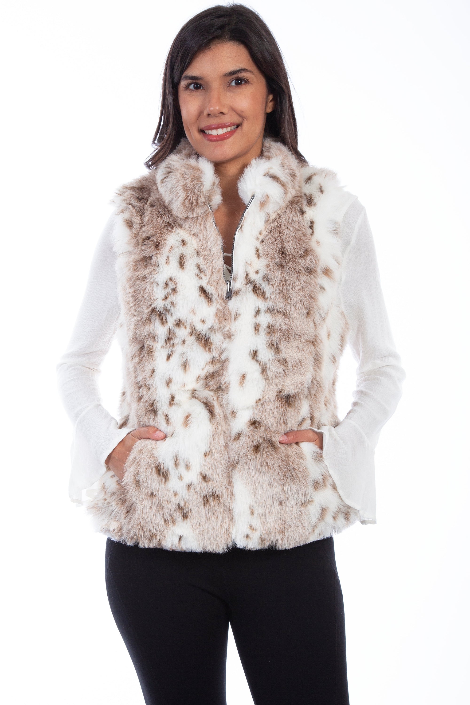 Reversible Faux Fur Leopard Vest - 8055
