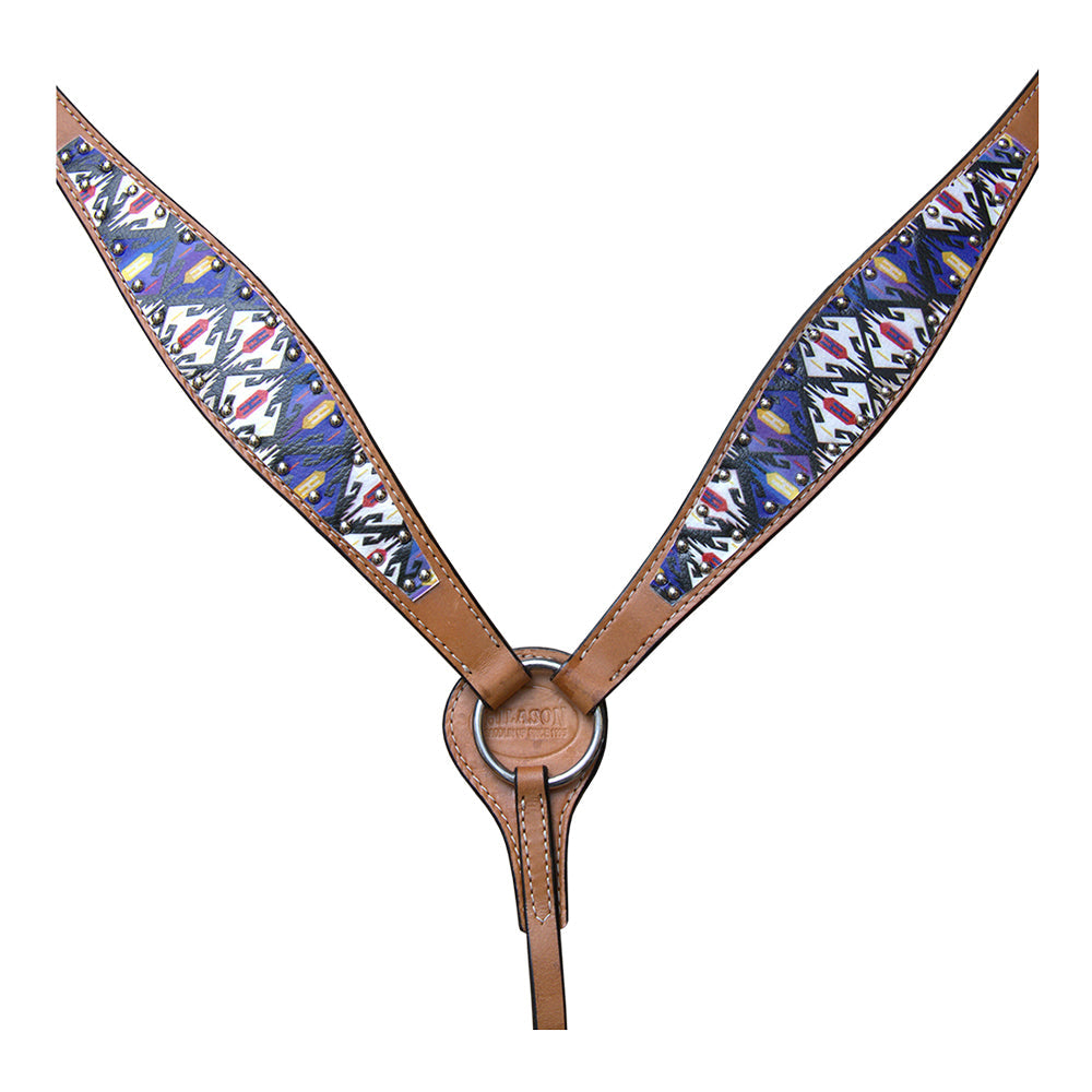 HILASON Western  Horse Leather Headstall &amp; Breast Collar Tack Set Aztec