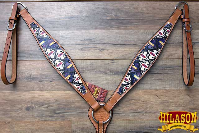 HILASON Western  Horse Leather Headstall &amp; Breast Collar Tack Set Aztec