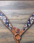 HILASON Western  Horse Leather Headstall & Breast Collar Tack Set Aztec