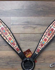 Hilason Horse Leather Bridle Headstall Breast Collar Black Aztec Painted