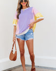 Zoe Patchwork Half Sleeve Oversized Top