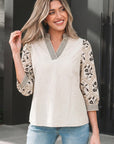 Micah Sleeve Contrast Patchwork Blouse