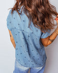 Star Denim Double Chest Pocket Short Sleeve Shirt